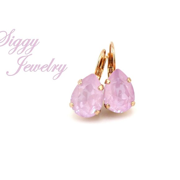 Swarovski Crystal Soft Rose Ignite Pear Teardrop Earrings, Assorted Finishes - Picture 5 of 8